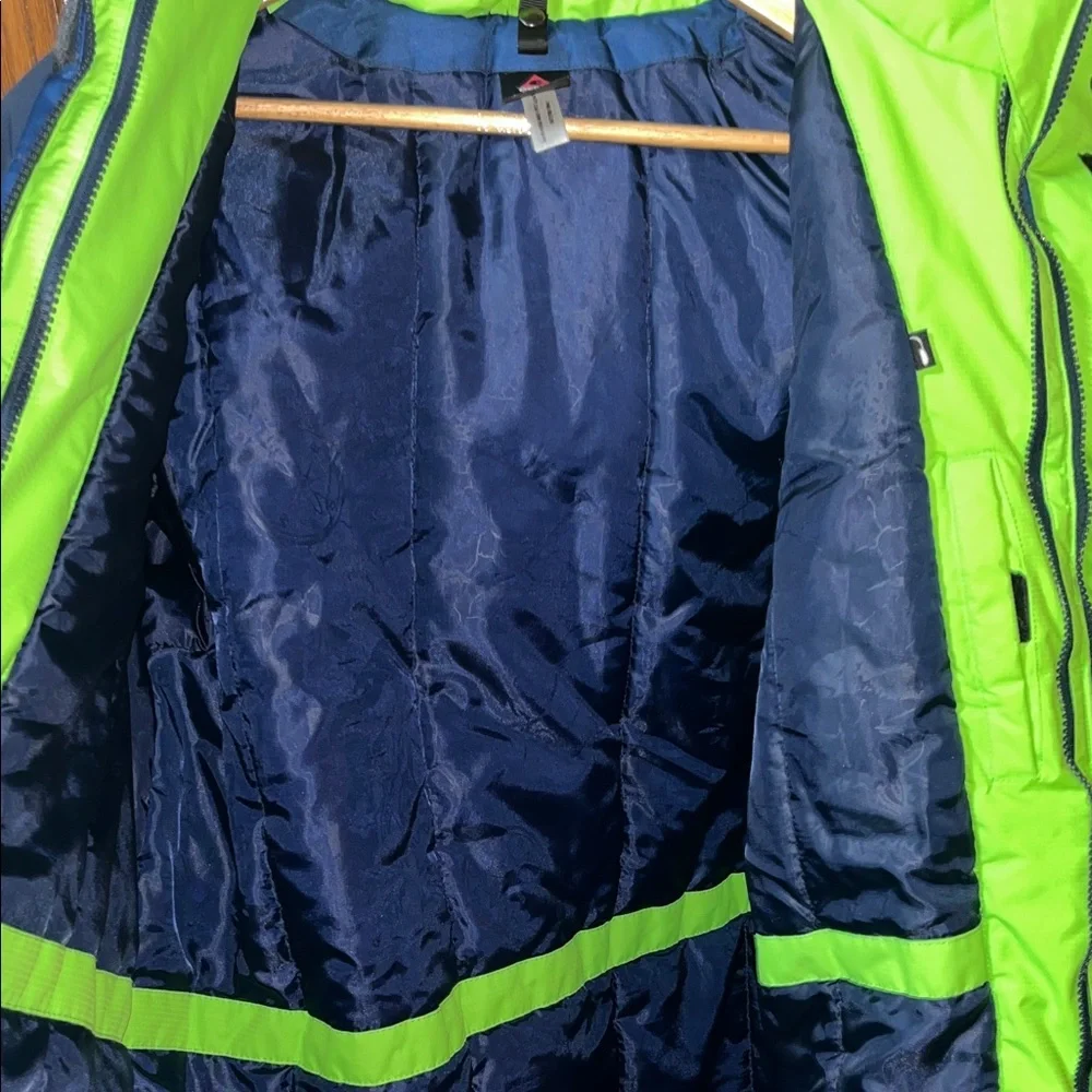 Gerry Insulated Blue and Green Jacket Removable Hood Size Large